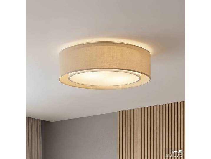 Deckenleuchte RADIU 50 x 16 x 50cm Beige Mischgewebe LED LED-Platine