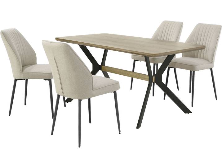 Essgruppe JOCKENHÖFER GRUPPE Nairobi/Portland Tischgruppe, (Set 5tlg., Tisch und 4 Stühle) , beige (tisch wildeiche hell, stuhl beige), Tisch Wildeiche hell, Stuhl beige, Sitzmöbel-Sets, Essgruppe, Tisch Wildeiche hell, Stuhl anthrazit oder beige