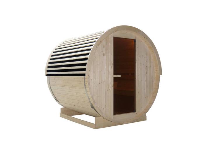 Sauna Nyborg, Naturfarben, Holz, Glas, Fichte, 204.9x194.9x194.2 cm, Freizeit & Co, Wellness & Gesundheit, Sauna