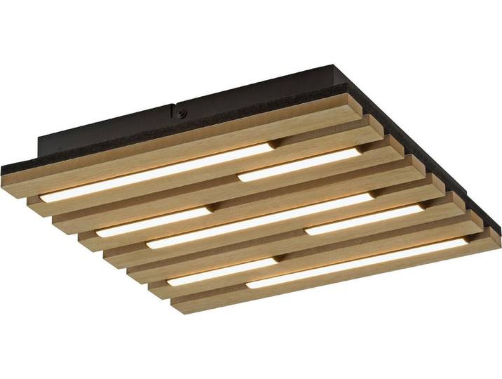 Plafonnier LED JUST LIGHT 15590-79\, 10 W\, 3000 K\, 1450 lm\, blanc chaud\, IP20\, bois/noir
