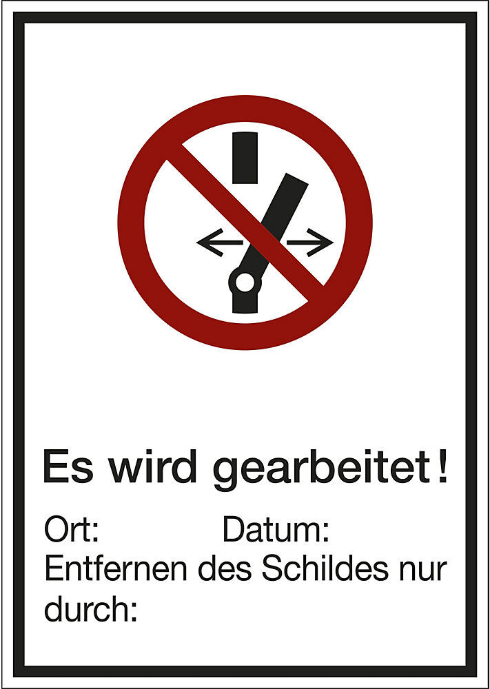 kaiserkraft Kombizusatzschild mit Text für Verbotszeichen, Nicht schalten! Es wird gearbeitet!, VE 10 Stk, Folie, LxHxT 210 x 297 x 0,1 mm