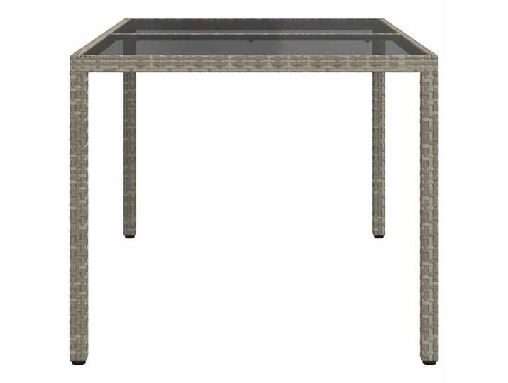 Table de jardin en verre trempé et poly rotin - WIENS - 150x90x75 cm - Gris - Verre trempé - Résine tressée