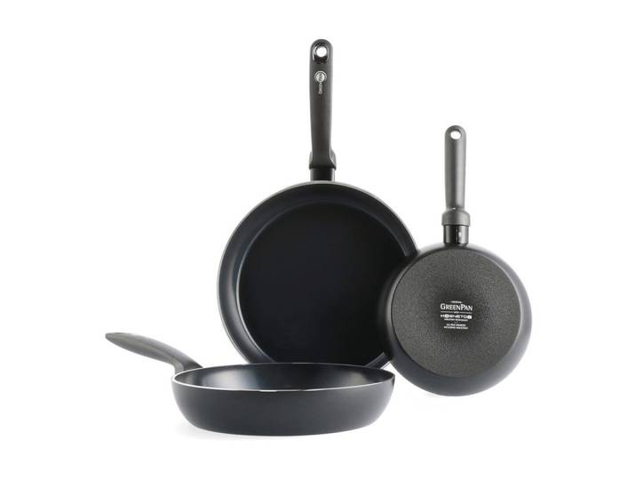 GreenPan Pfannenset Torino, Schwarz, Metall, Kunststoff, 3-teilig, 0 L, rund, Kochen, Pfannen, Pfannensets