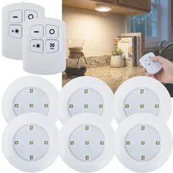 LED Unterbauleuchten 6er Set mit Fernbedienung & Touch - Batteriebetrieben Dimmbar Neutralweiss - Selbstklebende Spotlights mit Timer Ø9x2cm 3W
