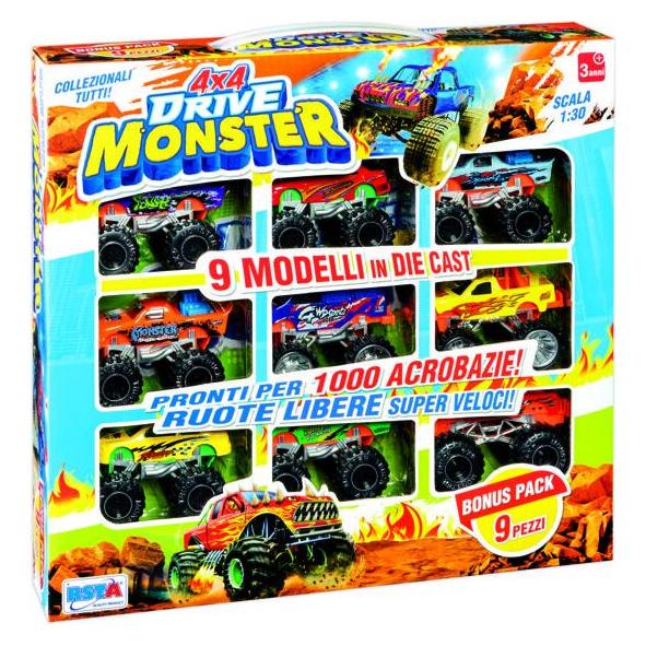 Rs Toys Pack Of 9 Car Die Cast 4x4 Drive Monster (36933807)