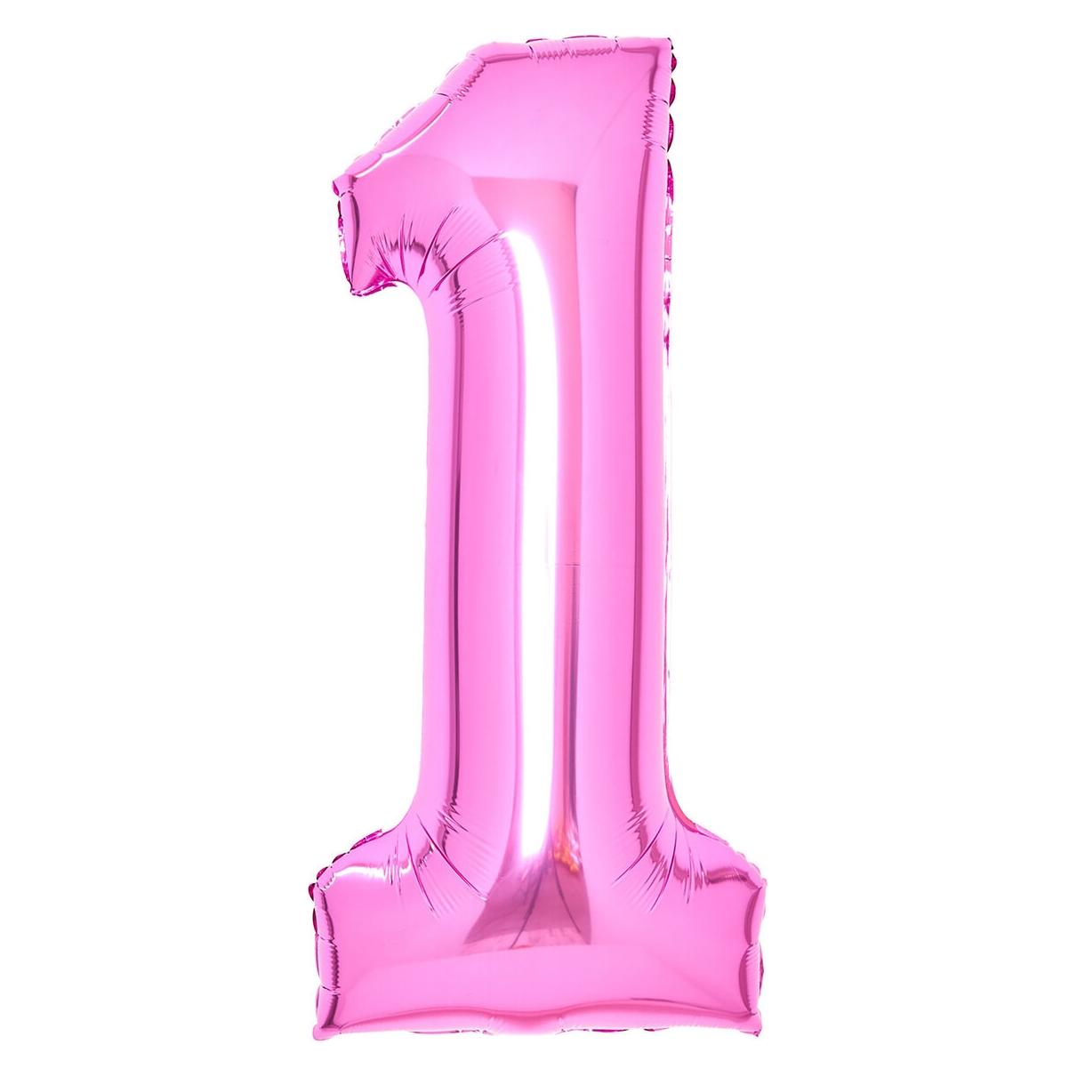 Magni Folienballon Zahl 1 medium 41x86cm pink (1x) (9914041)