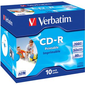 Verbatim CD-Rohlinge 43325 AZO, bedruckbar, CD-R, 700 MB, 80 Minuten, bis zu 52-fach, Jewel Case, 10 Stück