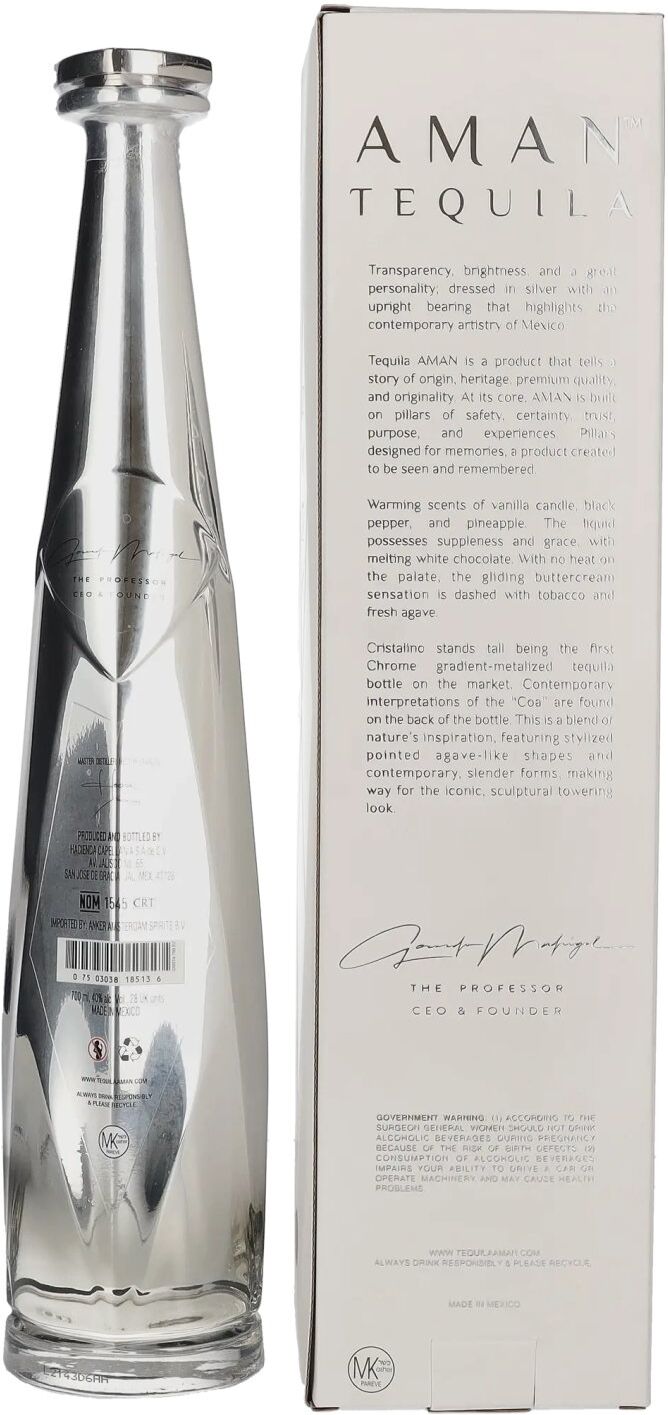 Aman Tequila Añejo Cristalino 100% Puro de Agave 40% Vol. 0,7l in Geschenkbox