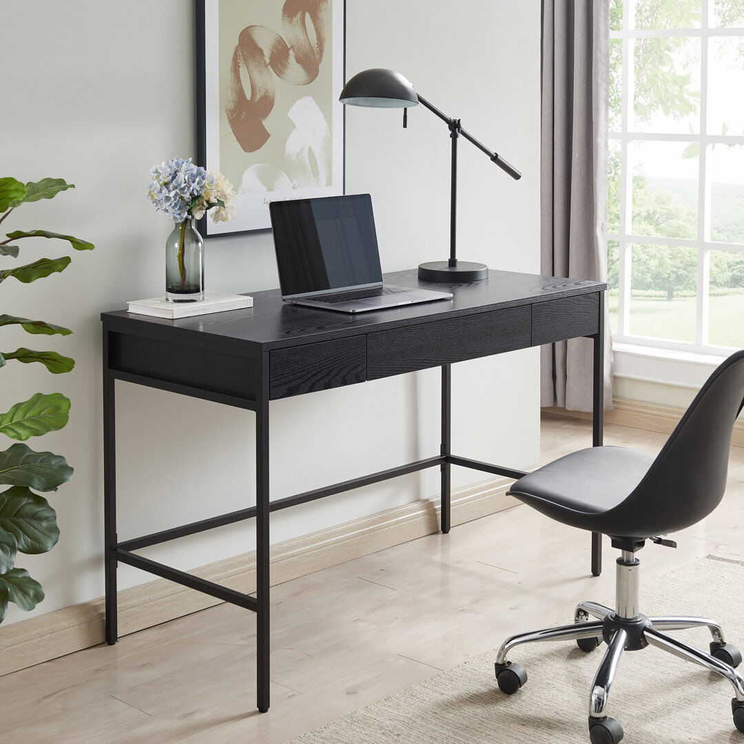 Inbox Zero Evans 121.285cm W Rectangle Writing Desk Black