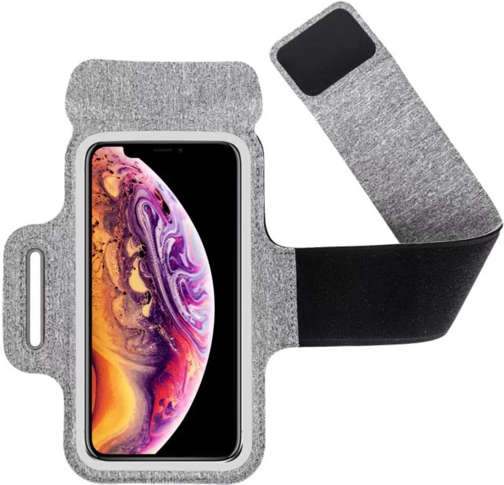 INF Schweißabweisendes Neopren-Armband für Smartphones (5,5–6,5 Zoll) – Touchscreen-kompatibel, doppellagig, verstellbarer Grau