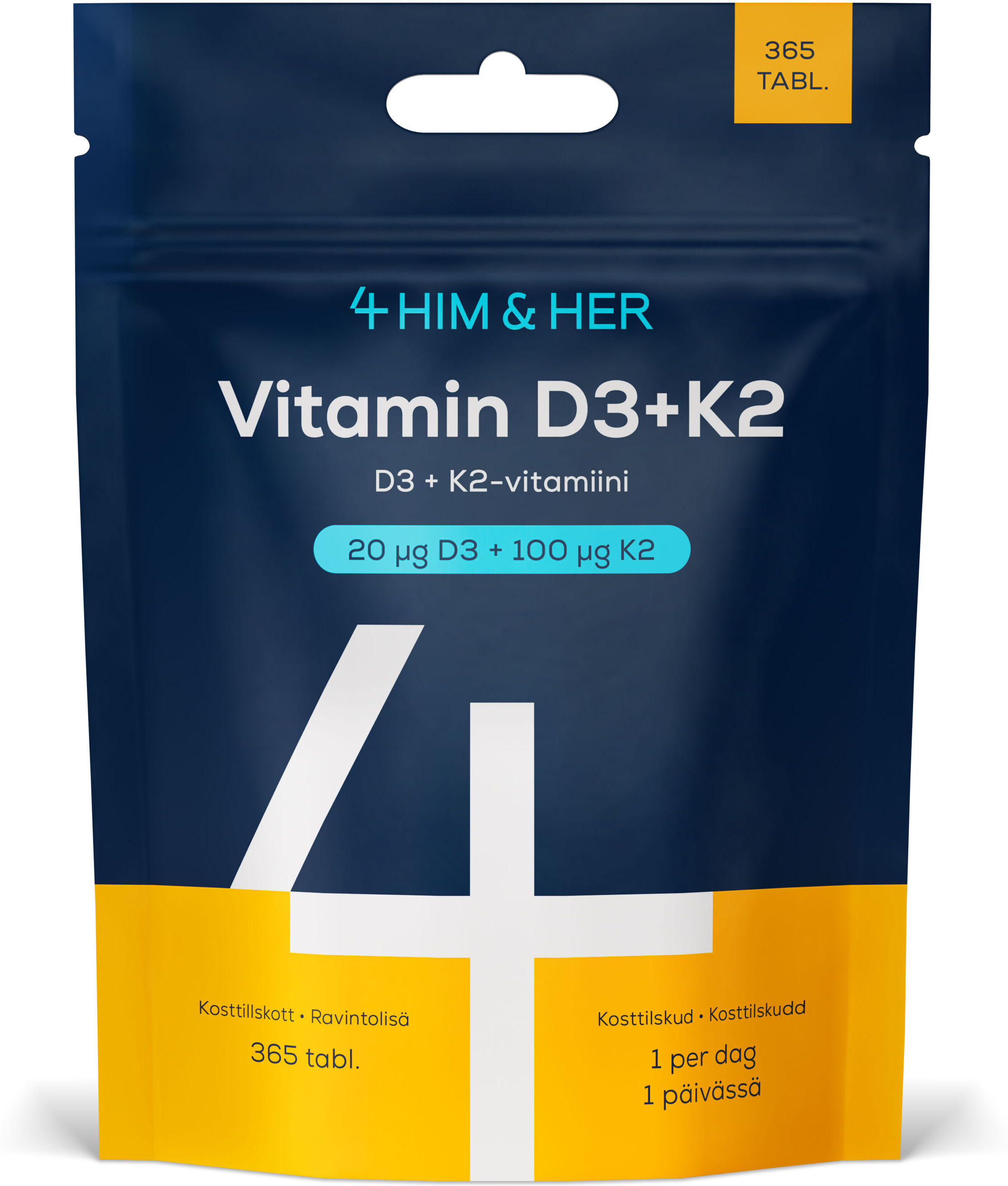 4 HIM & HER Vitamin D3 + K2 Kosttilskud 365 g