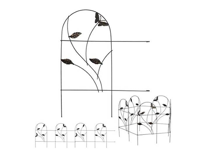 Relaxdays Bordure Potager\, clôture Jardin 5 éléments\, métal\, Design Papillon\, H x L : 46 x 250 cm\, Noir