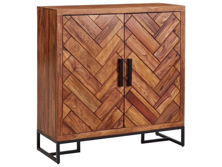 Mid.you Sideboard, Sheesham, Metall, Sheesham, massiv, 8 Fächer, 100x105x40 cm, stehend, handgemacht, Holzmöbel, Kleinmöbel Holz, Holzkommoden, Sideboards Holz