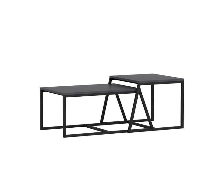 Livetastic Couchtischset Minimal Couchtisch, Anthrazit, 2-teilig, 50-47x38-45x75-55 cm, Wohnzimmer, Wohnzimmertische, Satztische