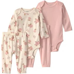 Carter's 4-tlg. Set 2x Bodys langarm und Jogginghosen Blumen Rippqualität, natur | mehrfarbig, 80