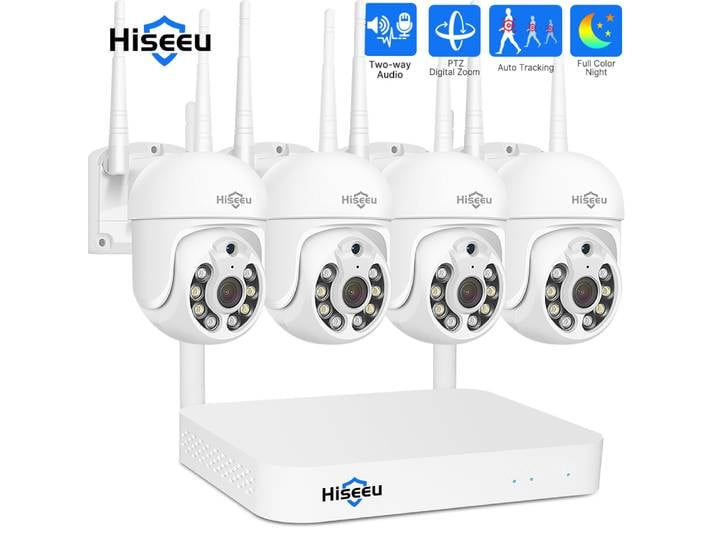 Hiseeu 5MP WiFi CCTV PTZ caméra système de sécurité Kit 10CH NVR AI suivi de mouvement couleur Vision nocturne caméra IP système de Surveillance