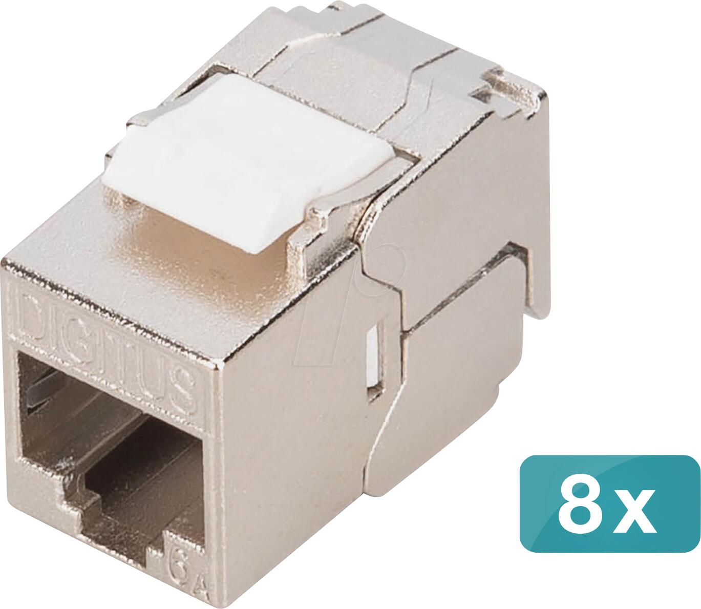 DIGITUS CAT 6A Kompakt-Keystone, werkzeugfreier Montageanschluss, 8 Stück DN-93615-S-8