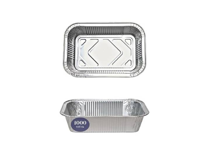 Inoverse Aluschalen mit Deckel 865 ml 1000 Stück, 21,2x14,7x4 cm stabil rechteckig, Grillschalen, Aluschalen Grill, Fettauffangschalen für Gasgrill, für Backofen, Meal Prep, Transport, Aufbewahrung