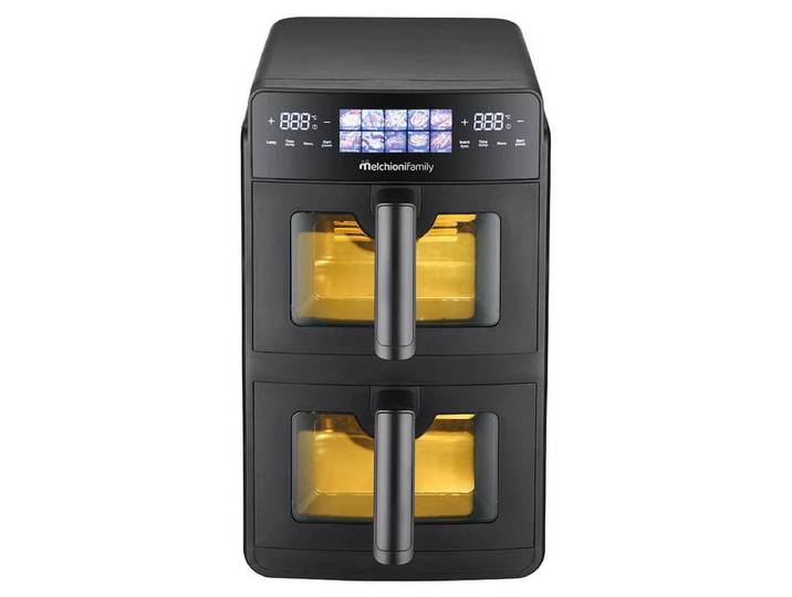 Melchioni Heißluftfritteuse Giulia, 2600 W, Doppelschublade für gleichzeitiges Kochen