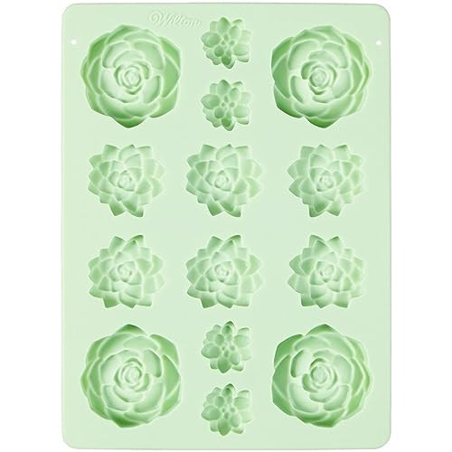 Wilton Siliconen Mal Succulents - Bakvorm met Vetplantjesmotief voor Mini Cakes, Brownies en Chocolade - 6 Holtes