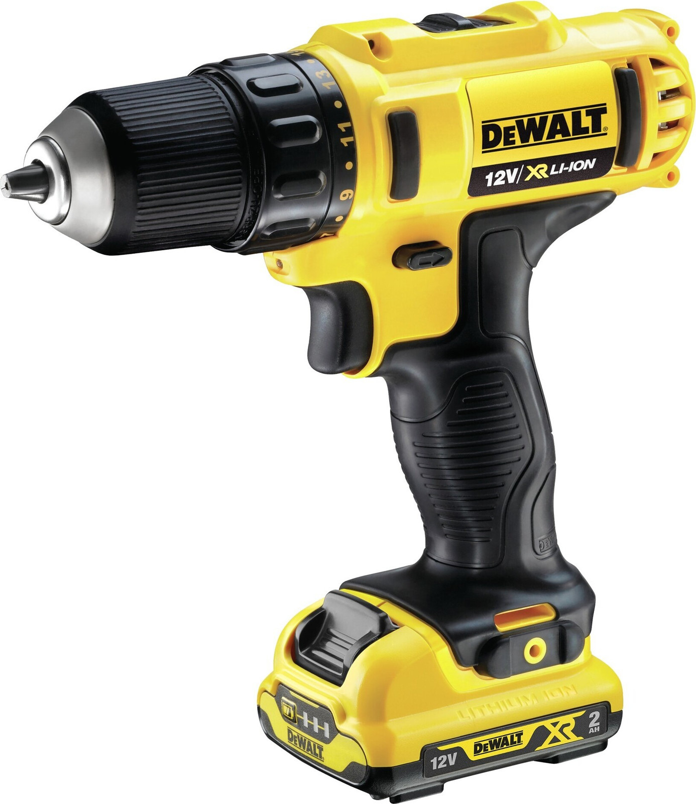 DeWalt DCD710D2 Boormachine met pistoolgreep en snelspanner, zwart/geel