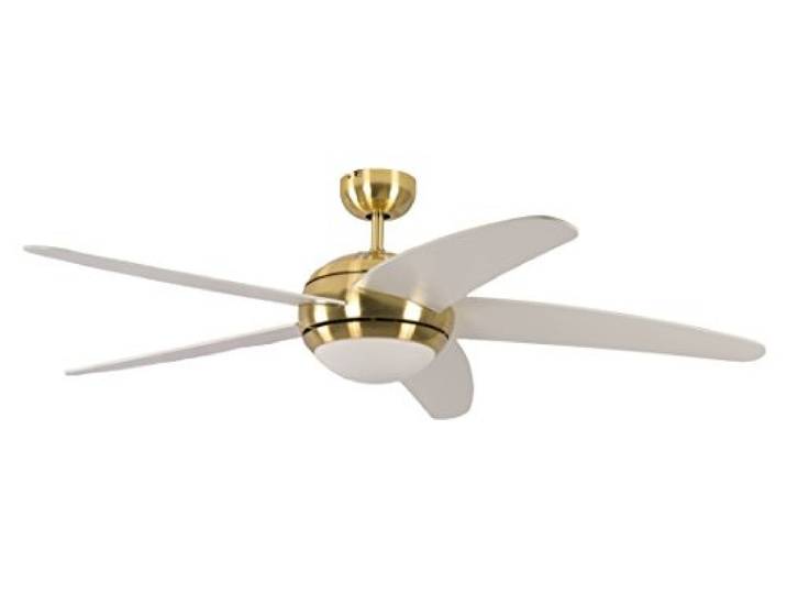 Ventilateur de plafond Melton par Pepeo avec eclairage et télécommande incluse revêtement laiton\, pâles blanc\, 132 cm