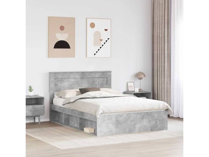 KTHLBRH Bettgestell Grau Beton 150 x 200 cm Kiefer massiv Modernes rechteckiges Design, klare Linien, geeignet für jedes Zimmer