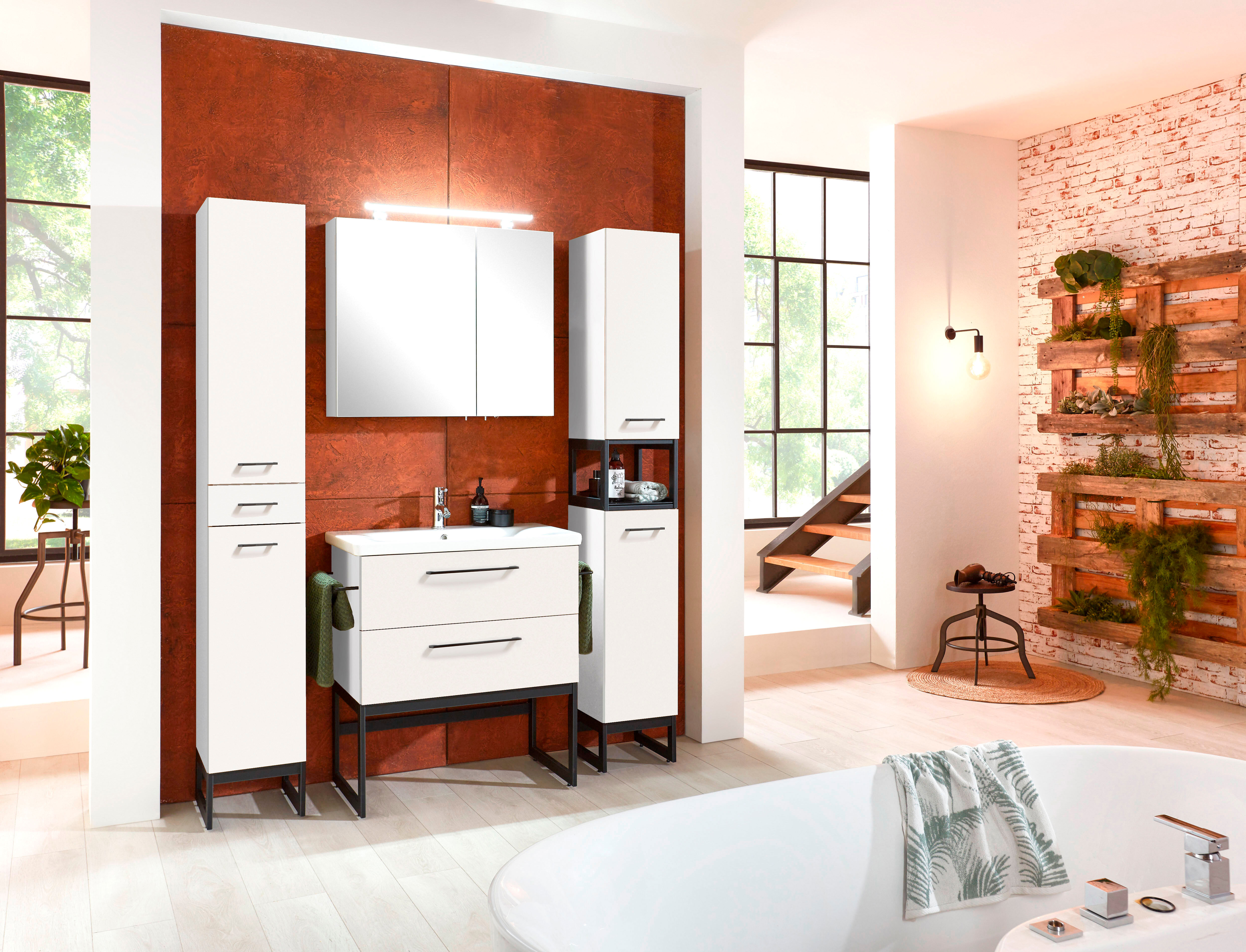Spiegelschrank OPTIFIT "Yukon", weiß, B:80cm H:72cm T:17,6cm, Holzwerkstoff, Schränke, Spiegelschrank