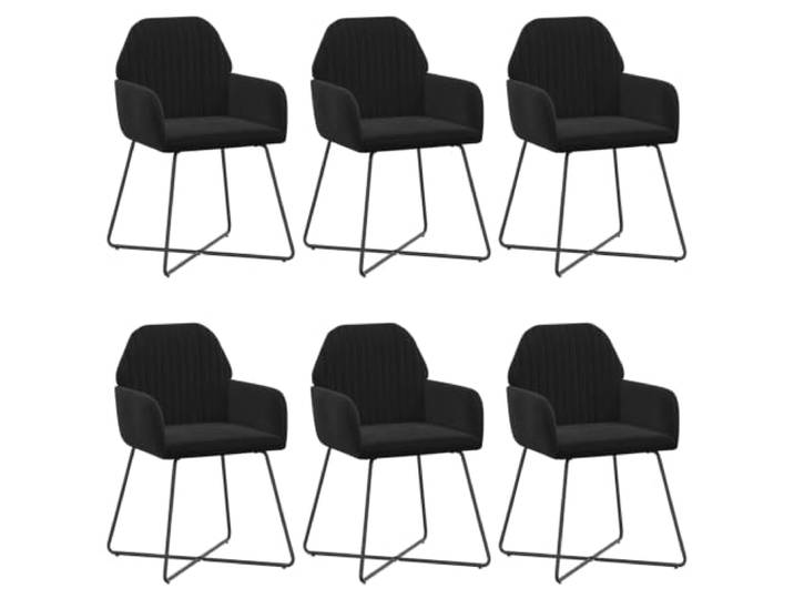 NLQMSU Esszimmerstühle, 6 Stück, Velours, Schwarz, 55 x 50 x 84 cm Belüftete Sitzfläche, geneigte Rückenlehne, flache Armlehnen, robuster Metallrahmen, einfache Pflege, Kochen und Essen