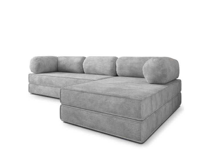 Masseno Schaumstoff-Ecksofas ETERA mit Schlaffunktion, Modulares Schlafsofa aus Schaumstoff, Klappbares Bodensofa, Boneless, Ohne Montage - Hellgrau, POSO 55