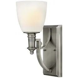 Wandlampe Leuchte Stahl Glas Nickel H 32,5 cm Flurlampe 1 Flammig klassisch