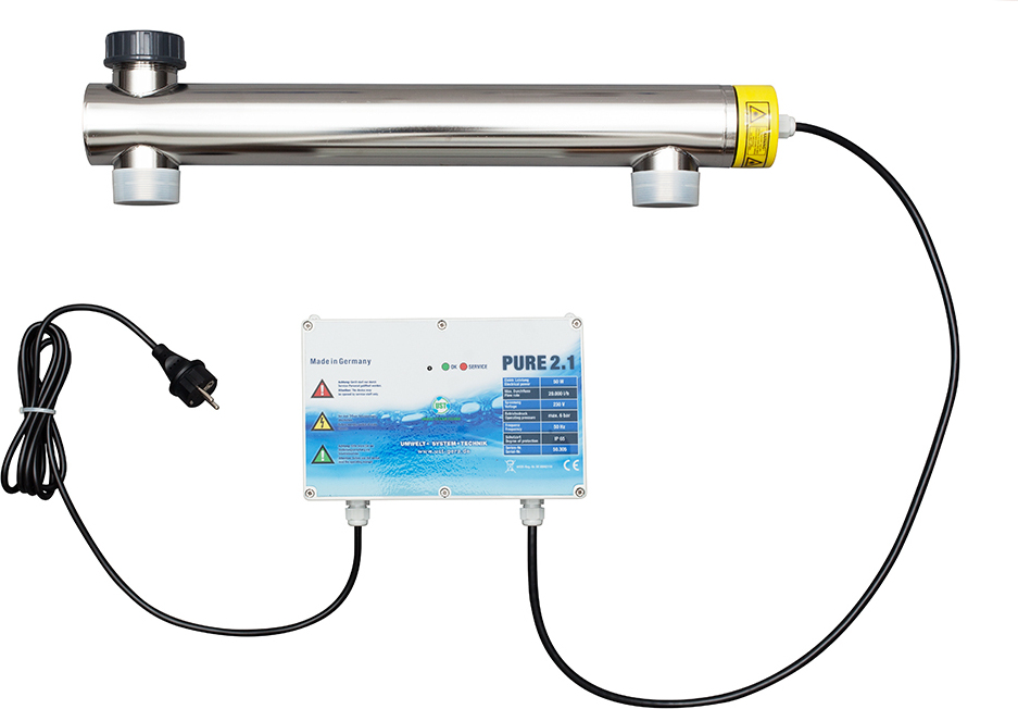 UV Anlage PURE 1.2 50 Watt zur Entkeimung von Wasser 1 Zoll / inch
