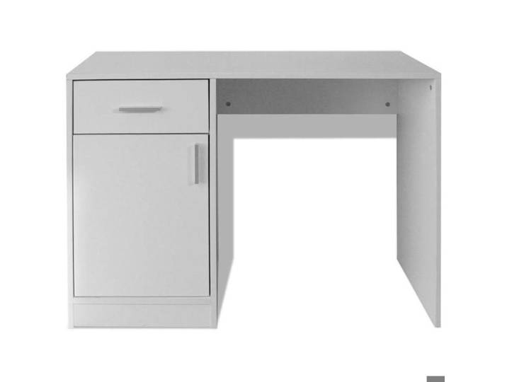 Bureau table meuble travail informatique avec tiroir et placard 100 cm blanc 0502060