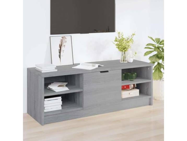 HEFZGDB TV-Schrank Grau Sonoma 102x35,5x36,5 cm Holzwerkstoff mit Fach und Ablagen für Multimedia-Geräte und Stauraum