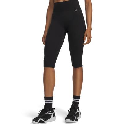Caprihose UNDER ARMOUR "MOTION CAPRI", Damen, Gr. XL, N-Gr, schwarz (ultimate schwarz, weiß), Obermaterial: 83% Polyester, 17% Elasthan, Hosen Caprihose, Capri-Länge, sportlicher Stil, mit Elasthan-Anteil, aus Polyester