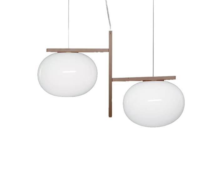 OLUCE lampe à suspension ALBA (2 bras - Verre soufflé et bronze anodisé)