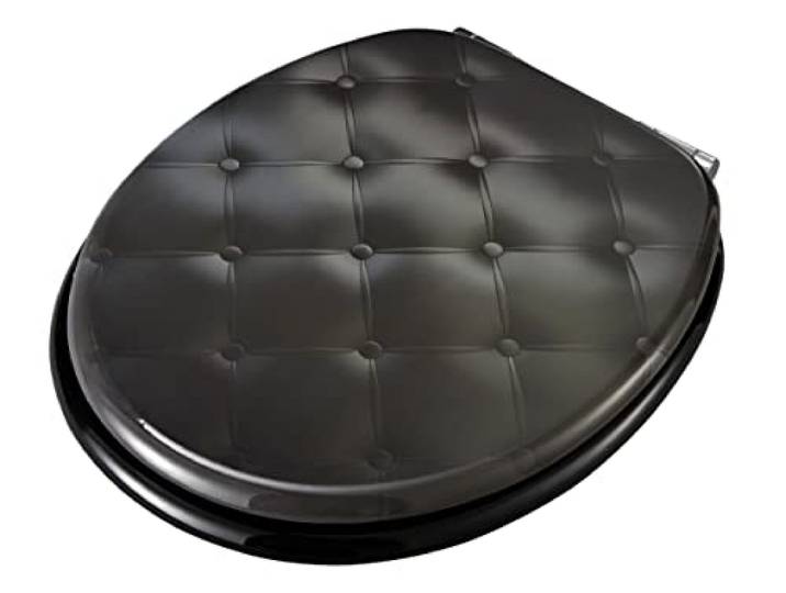 ADOB, Holzkern WC Sitz Klobrille Leder Kissen, Absenkautomatik, 32606