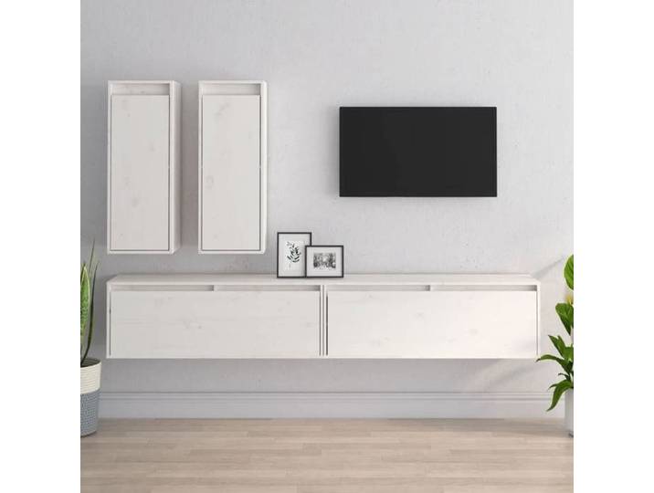 Set Meubles TV - ARMOIRES TV - (4 pcs) - Blanc Bois massif de pin 100x30x35 cm T297