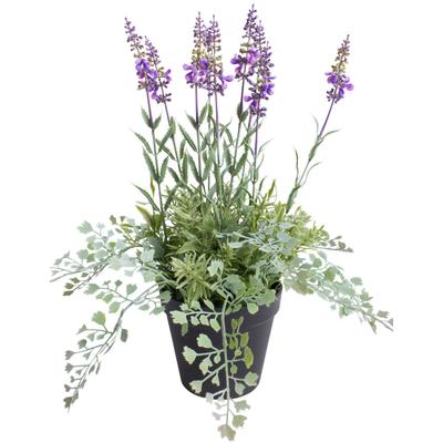 Künstliche Zimmerpflanze BOTANIC-HAUS "Lavendel - Kräutertopf", lila, B:30cm H:37cm T:30cm Ø:30cm, Kunststoff, Kunstpflanzen, Künstliche Zimmerpflanze