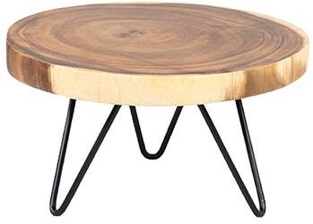 Natural Solid Wood And Black Metal Cake Plate Riser by East at Main