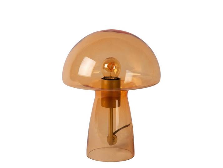Lucide Tischleuchte Fungo, Orange, Glas, 23x28x23 cm, RoHS, Reach, Schnurschalter, Lampen & Leuchten, Innenbeleuchtung, Tischlampen, Tischlampen