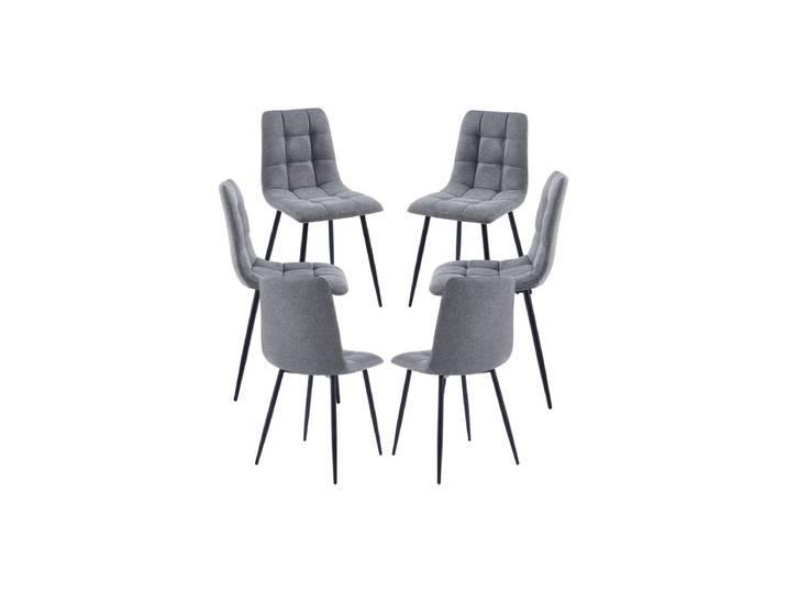 6er Set Stühle Stuhl Stoff - Gris dunkel