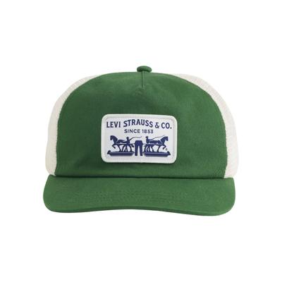 Trucker Cap LEVI'S "PRESIDIO TRUCKER", Herren, grün (eden), Web, Baumwolle, unifarben, Caps, mit Logo Stickerei