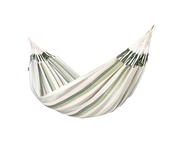 La Siesta Hängematte Kingsize Outdoor, Weiß, Hellgrün, Olivgrün, 180x400 cm, wetterbeständig, UV-beständig, regenabweisend, Gartenmöbel, Gartenschaukeln, Hängematten