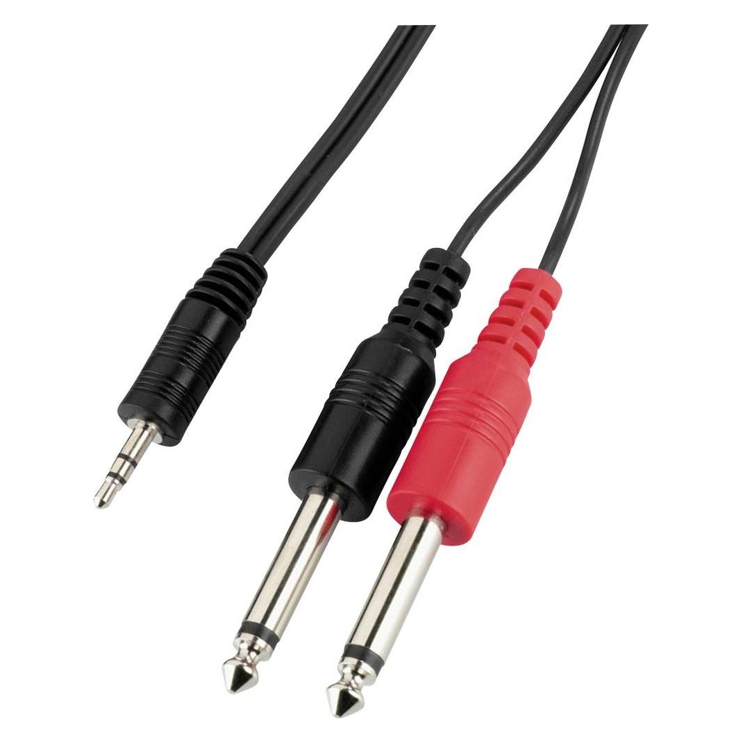 Monacor 3.5mm auf 2x 6.3mm (2 m, 6.3mm Klinkenkabel, AUX Kabel) (MCA-204)