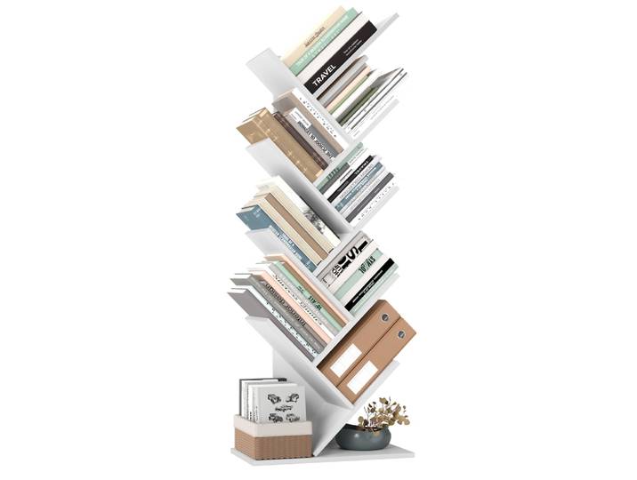 Bibliothèque en forme d'arbre à 8 niveaux gain de place blanc