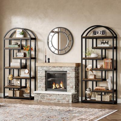 Lee "7-Shelf Industrial Bookshelf, 71"" Tall Arched Bookcase"
