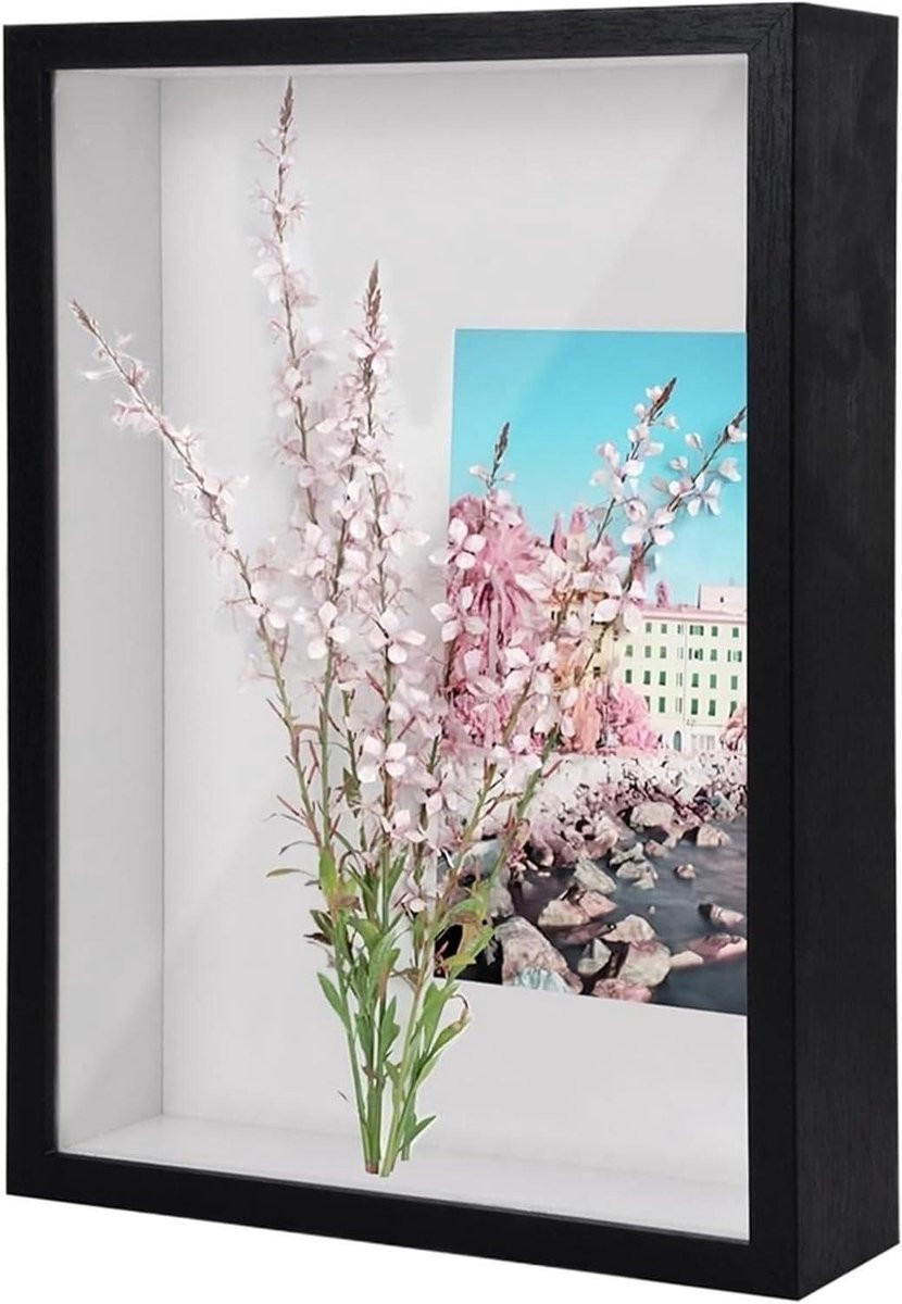 Zwarte Shadow Box Fotolijst met Passe-partout voor A4-formaat