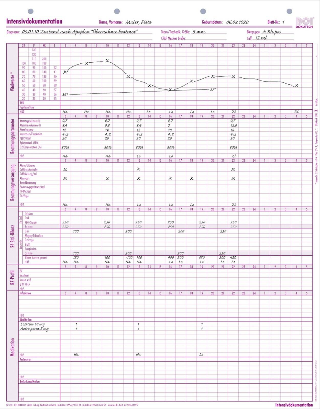 BOI Formular Intensivdokumentation 9206-00279