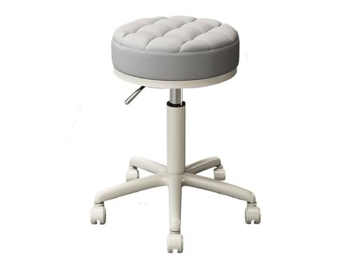 Verstellbarer Rollhocker mit Fußstütze, runder Rollhocker bürohocker Stuhl mit Rollen, for Tattoo-Salon, Arbeit, Heimbüro